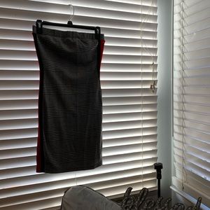 Plaid dress with red accent on the side